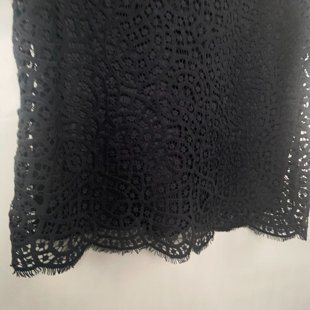 Philosophy Lace Top Women Sz L Black Short Sleeve Lined Scalloped Hem Fairy Goth - Picture 3 of 11